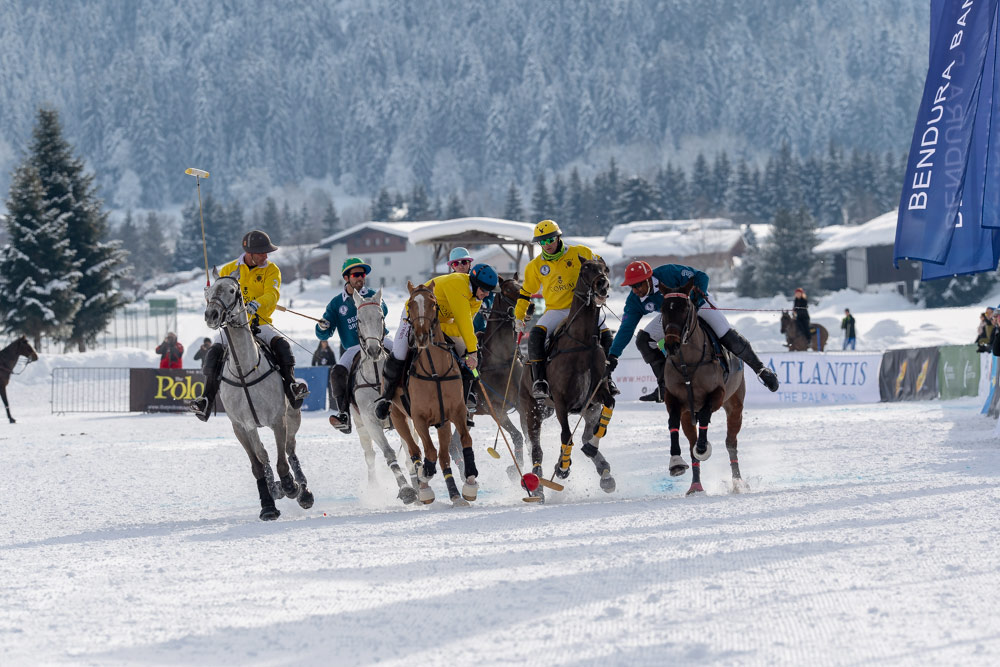 Action from 17th Bendura Bank Snow Polo World Cup