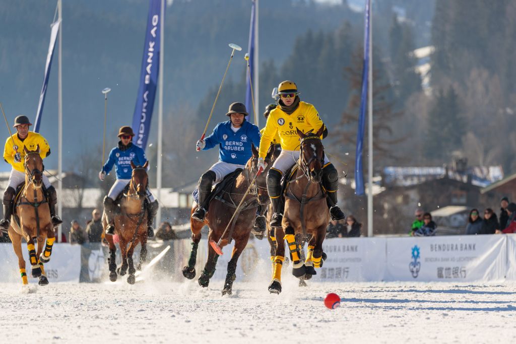 Bernd Gruber and Corum at 18th Bendura Bank Snow Polo World Cup Kitzbühel 2020