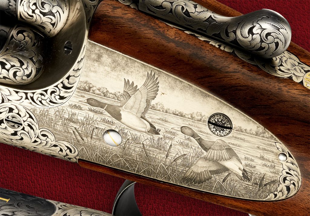 Handmade engraving on a gun stock