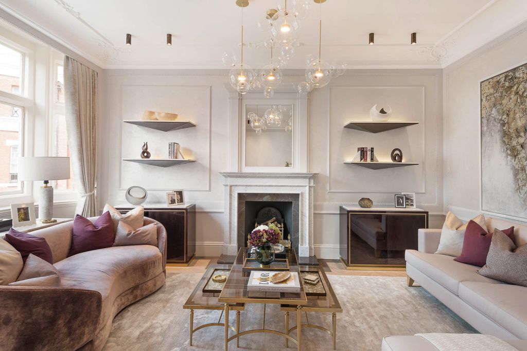 The reception room inside the One Point Six Cadogan Gardens property
