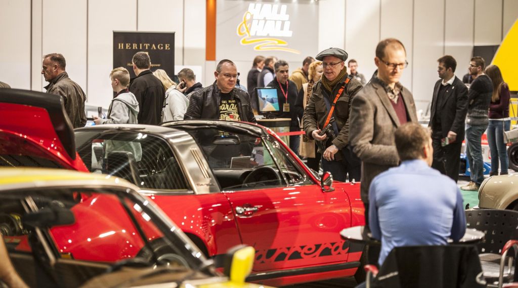 People at the London Classic Car Show