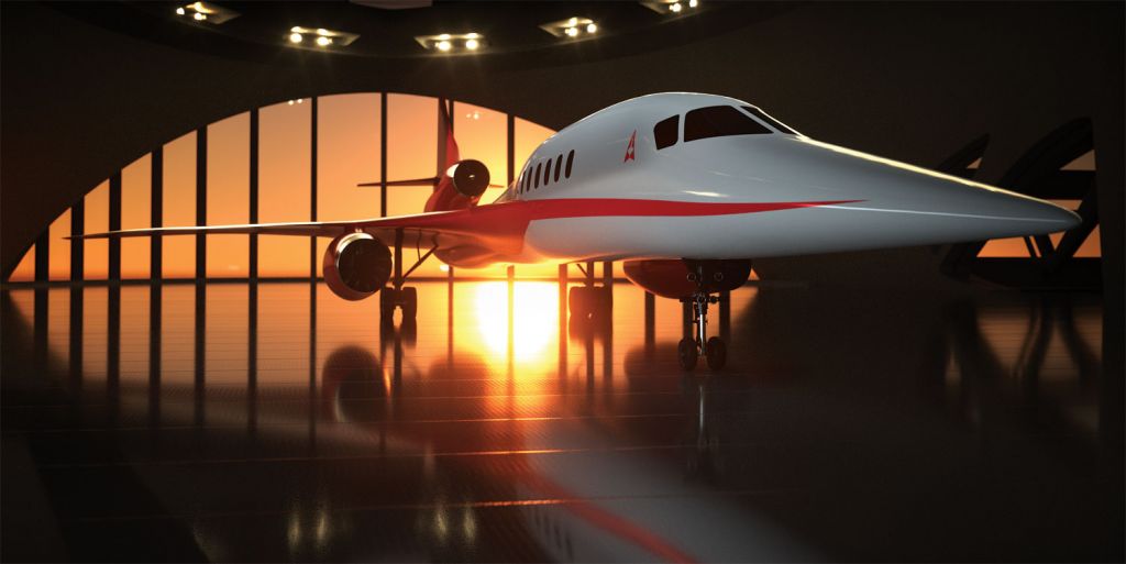 Aerion Supersonic AS2 Business Jet in a hangar