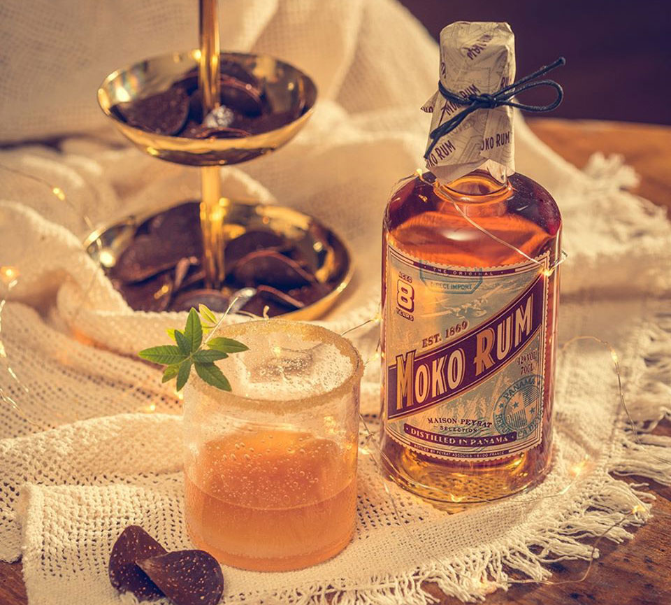 A bottle of Moko Caribbean Rum