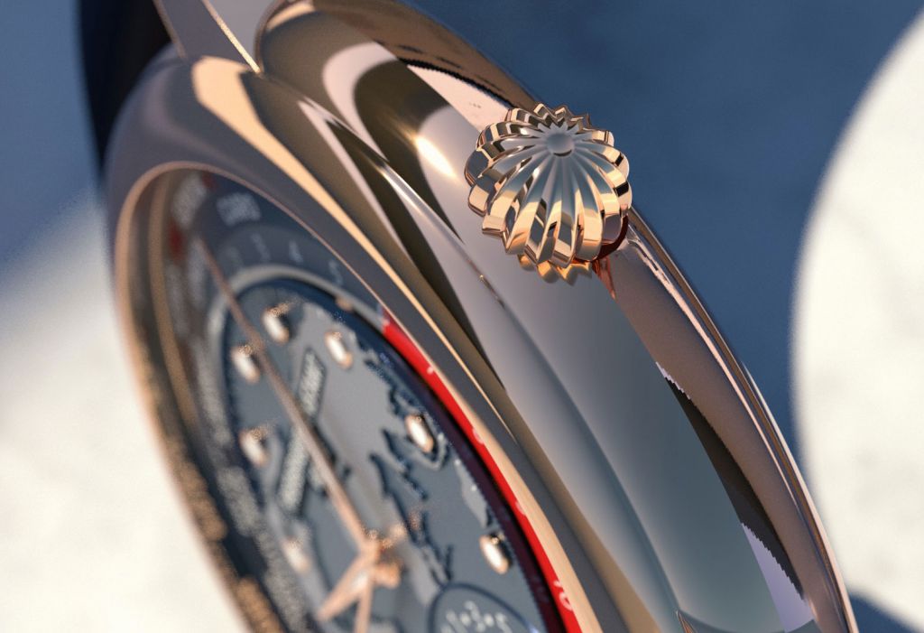 Exploring the Rose Gold Classic Worldtimer By Frederique Constant 9 The crown on the Frederique Constant Rose Gold Classic Worldtimer