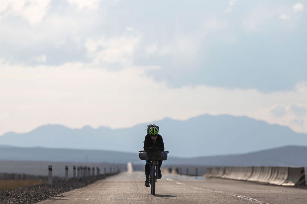James Hayden Bike-Packing on open road