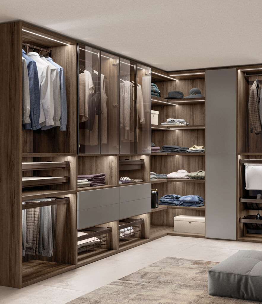 Scavolini walk-in wardrobe is available in five colours