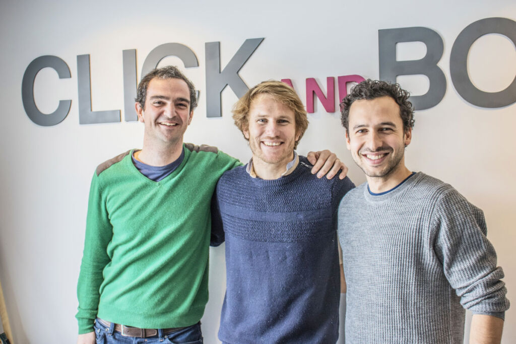 Click&Boat Founders Edouard Gorioux and Jérémy Bismuth with François Gabart.
