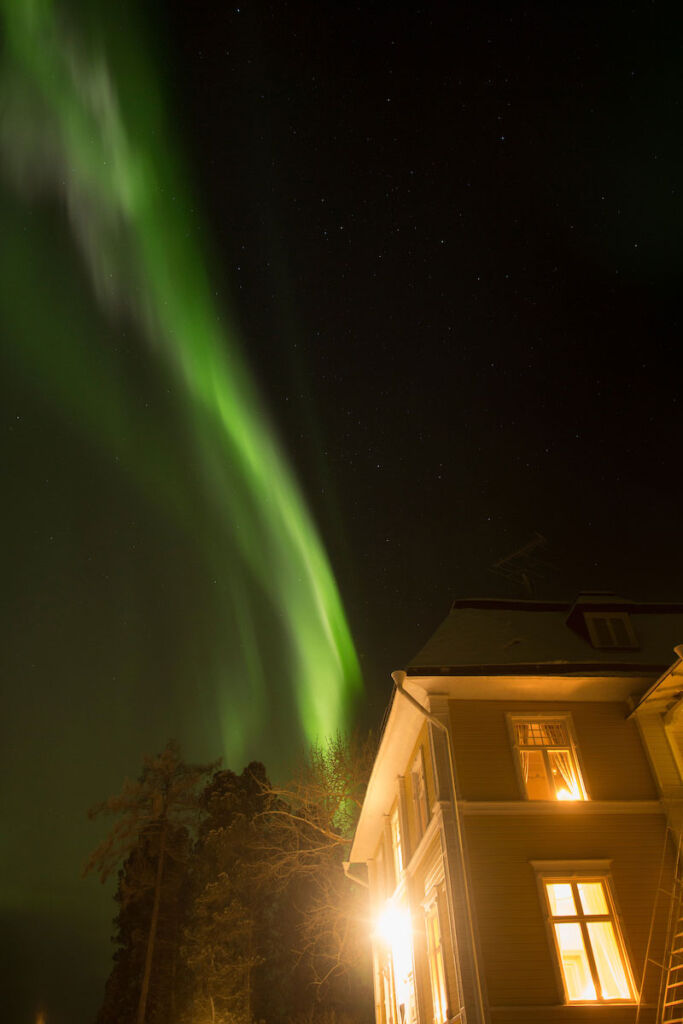 Northern lights over Melderstin Manor Sweden