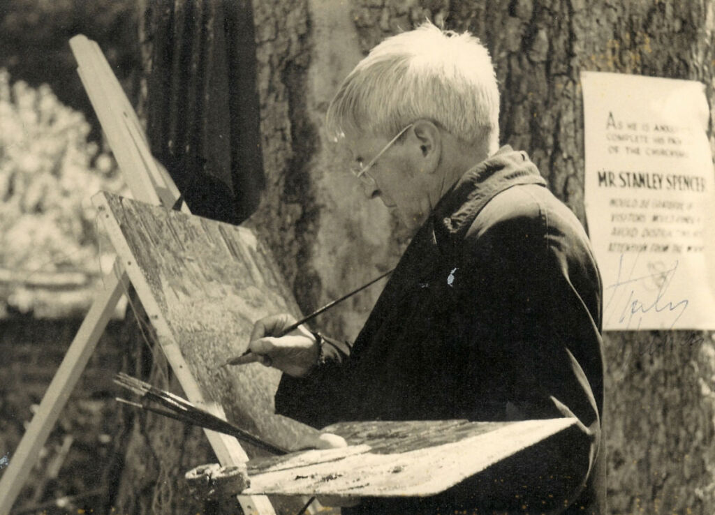 Stanley Spencer painting in Cookham church yard