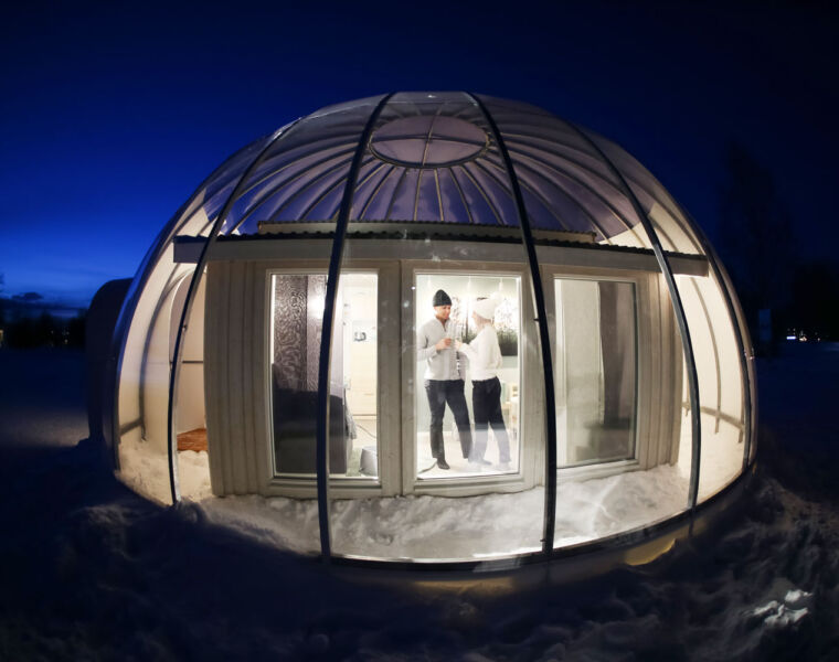 Bubble lodge at the Ice & Light Village Kalix