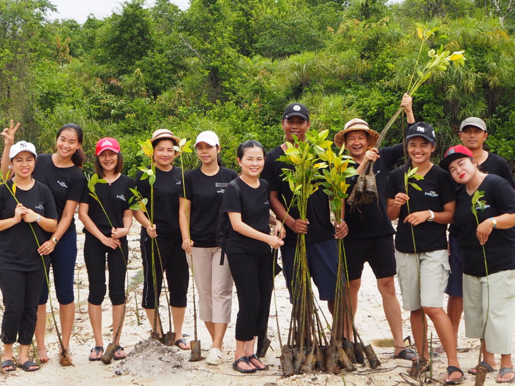 Team of people Mangrove planting at the Sarojin