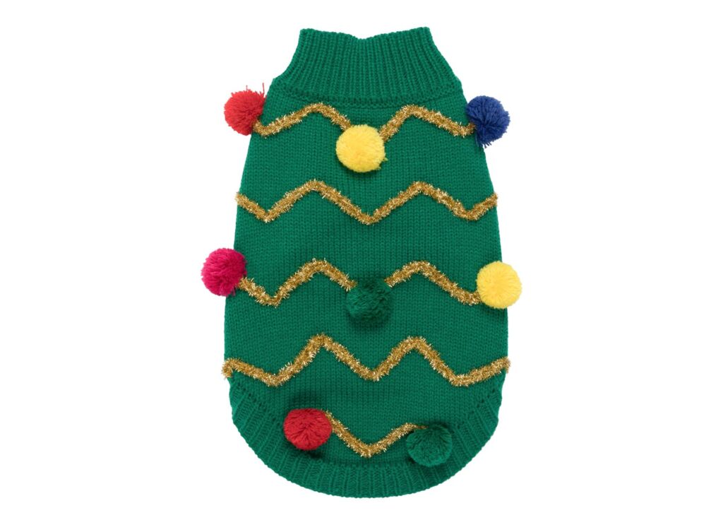 Pets at Home Pom Pom Glitter Tree Jumper for dogs