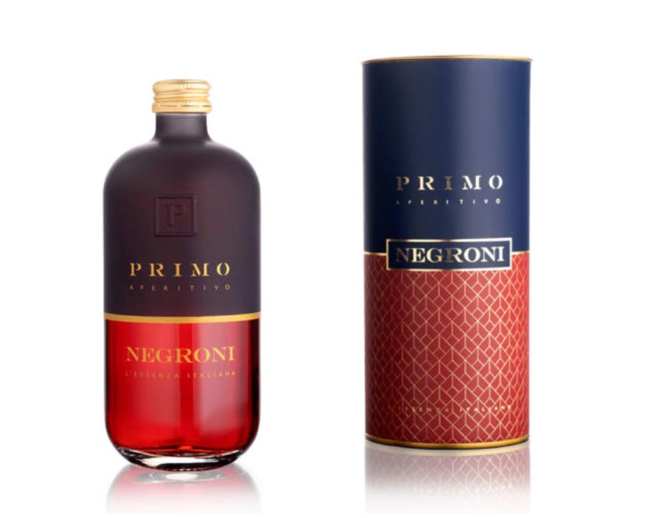 A bottle of Primo Aperitivo Negroni with its case