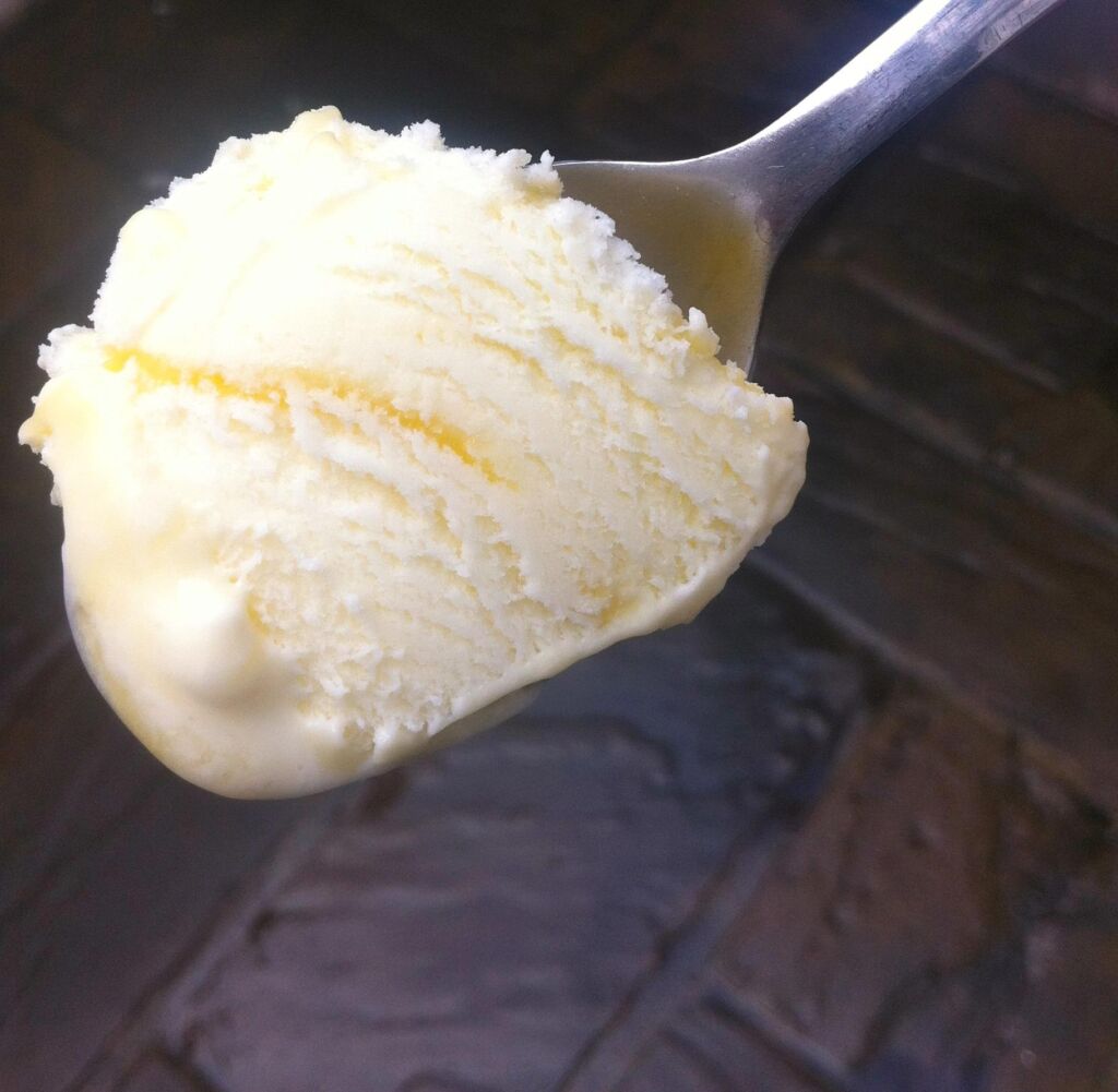 Judes ice cream on a spoon