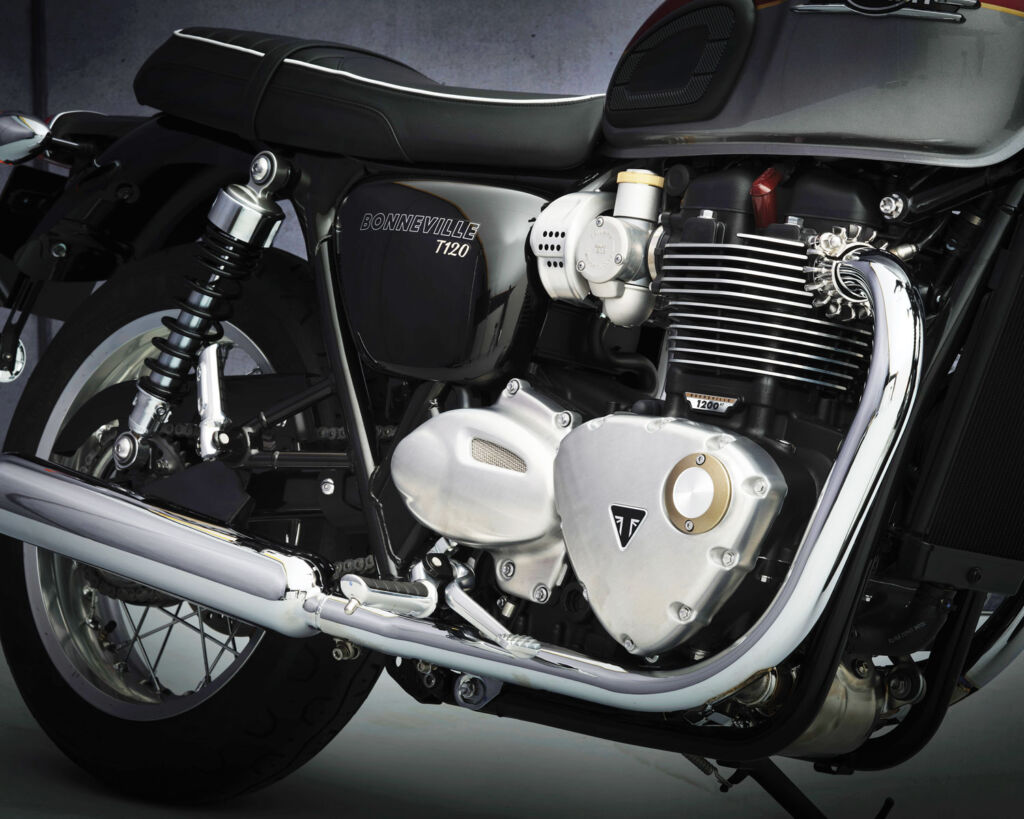 A side view of the engine on the T120 Black