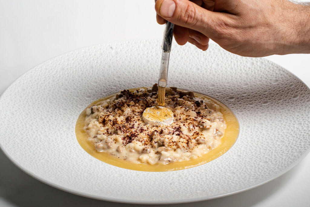 Tucking into a traditional dish of risotto with a modern flair