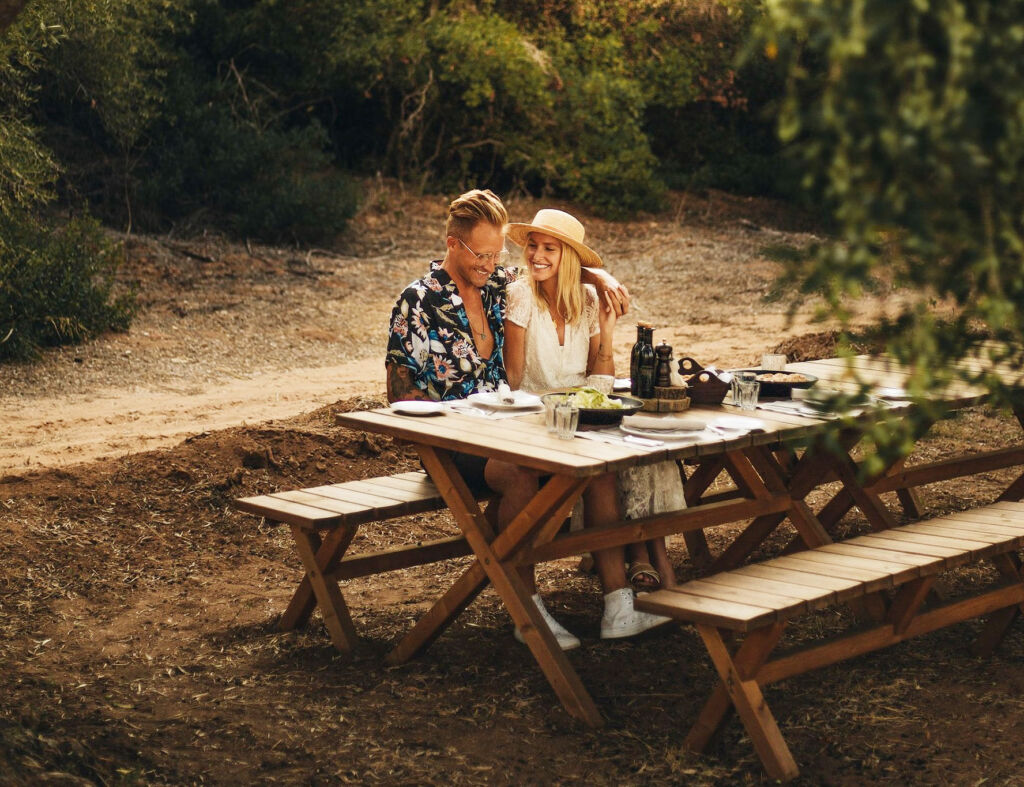 Couple enjoying a meal away from the crowds at Costa Navarino