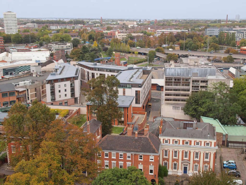 An aerial view of Coventry in the Midlands