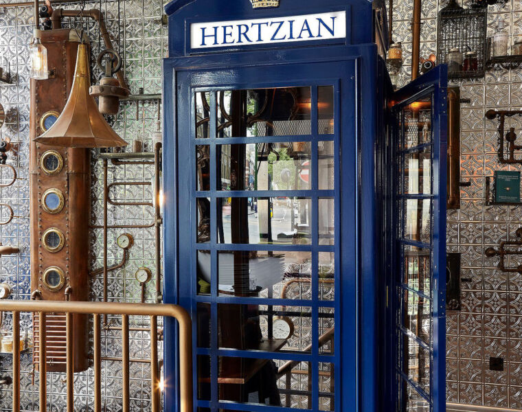 The classic British phone box inside the restaurant