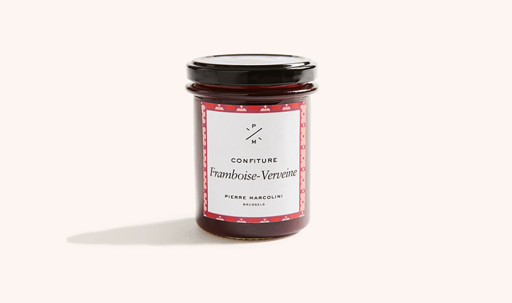 A jar of Pierre Marcolini Raspberry Verbena Jam