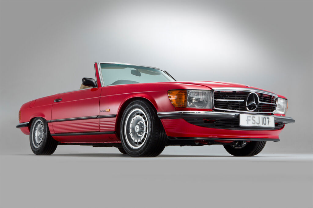 A pristine example of an R107 SL in red paintwork