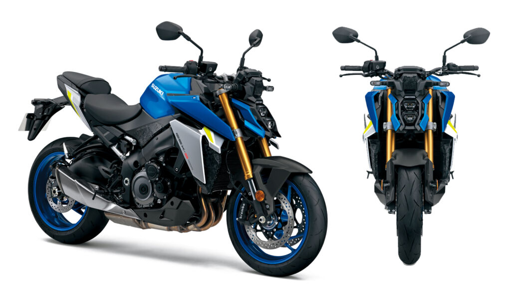 Image showing a side view and a front view of the new Suzuki motorcycle