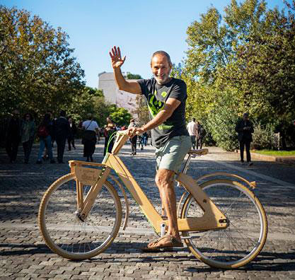 Paul Evmorfidis on one of his bikes