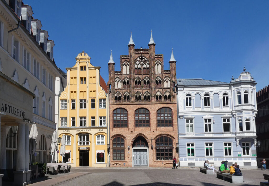 the colourful buildings in the Hanseatic city of Stralsund