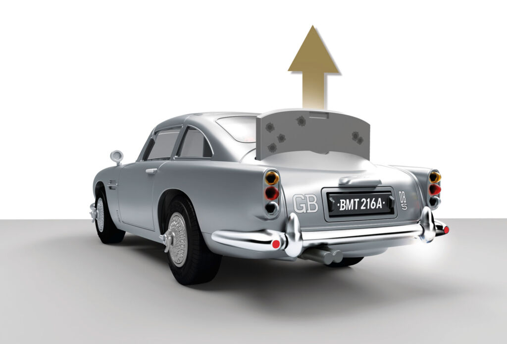 The DB5 raising its rear defence shield to stop bullets
