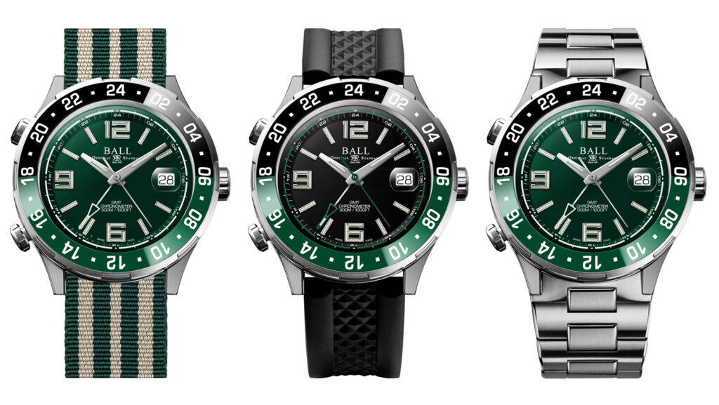 The three strap options available with the limited edition watch