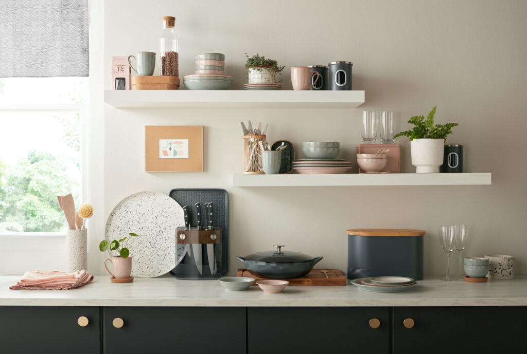 Denby's Elements Light Grey and Sorbet Pink Cookshop collection