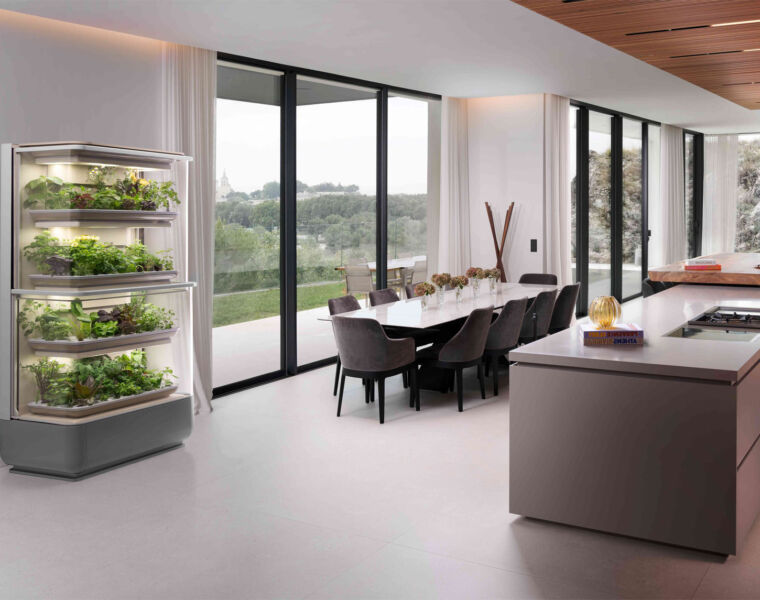 The La Grangette Indoor Vegetable Garden installed in the kitchen