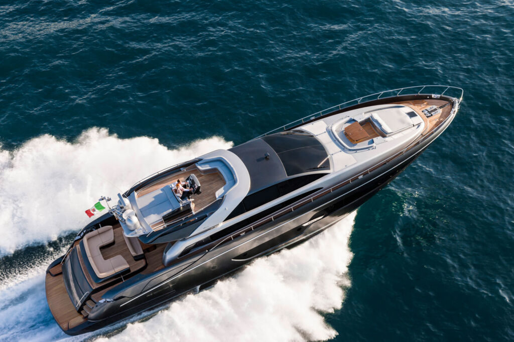An aerial view of one of the boatbuilders extraordinary superyachts