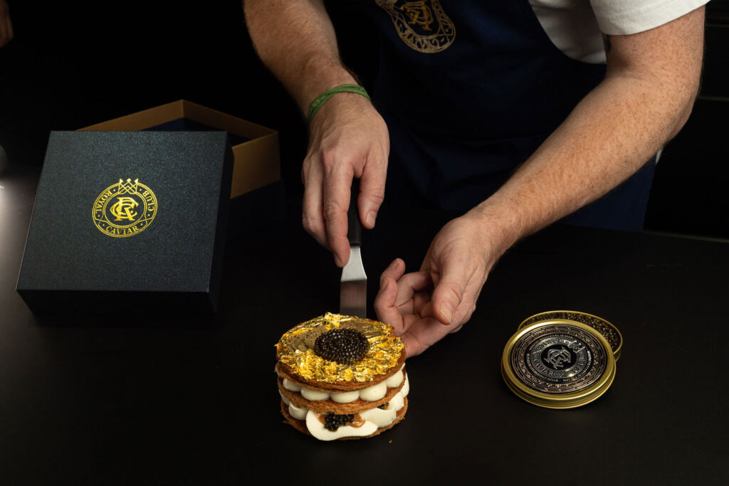 The gold topped Royal Caviar Club Caviar Mille Feuille