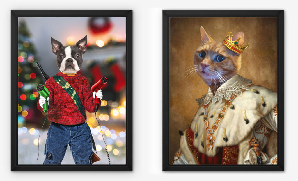 Two of Paw and Glory's animal portraits