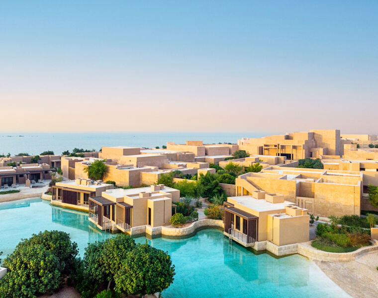 An aerial view of the Zulal Wellness Resort by Chiva-Som in Qatar