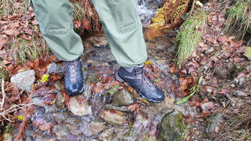 Testing the boots waterproofing credentials in a mountain stream
