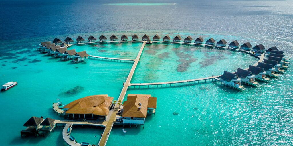 The group's magnificent stilted villas over the water in the Maldives