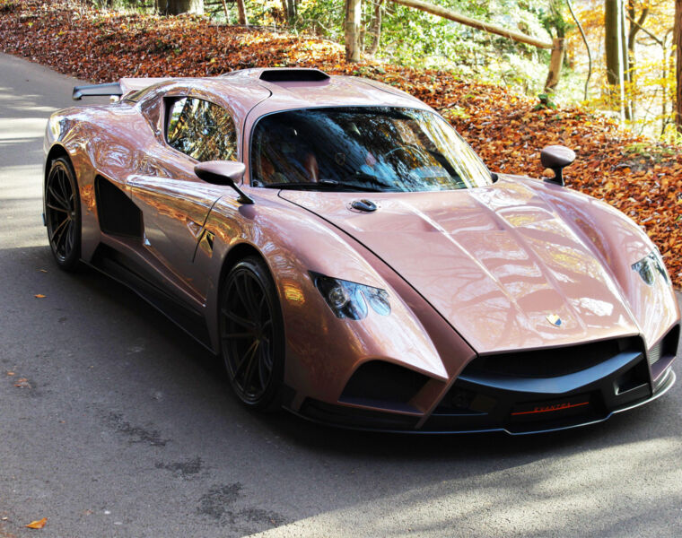 The Mazzanti Evantra Bronze in the English countryside on its recent visit to the UK