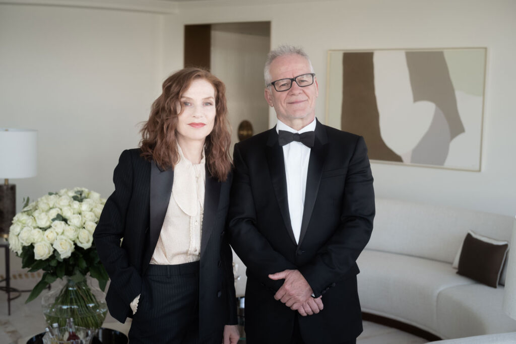 Isabelle-Huppert and Thierry-Frémaux inside one of the new Hôtel Martinez penthouse apartments