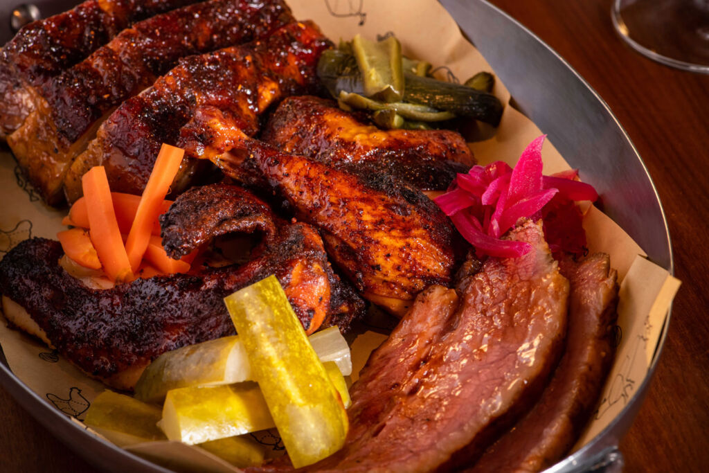 A plate of barbecued goodies