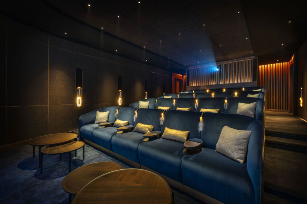 Inside the 20 seat private cinema