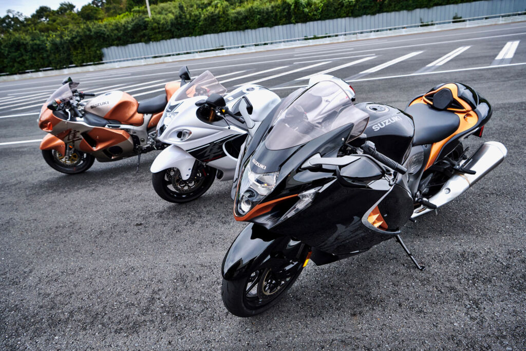 A collection of Suzuki motorcycles