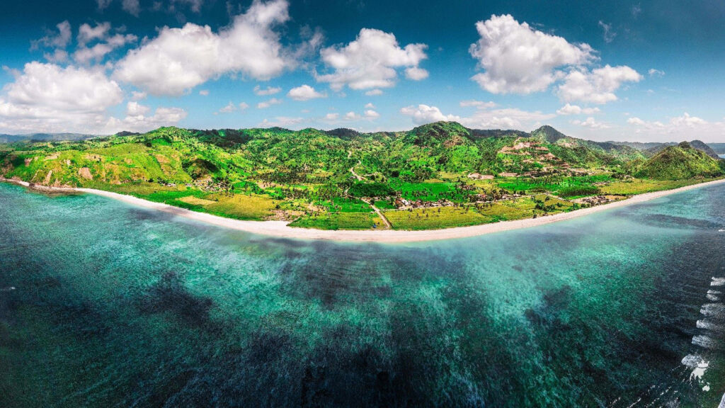 An aerial view of Lombok