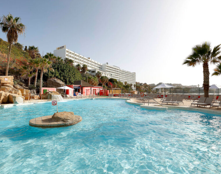 The exterior of the Palladium Hotel Costa del Sol from the swimming pool