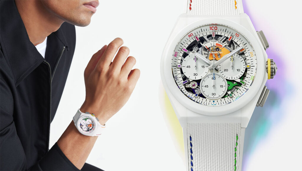 The Zenith Defy 21 Chroma timepiece in matte white