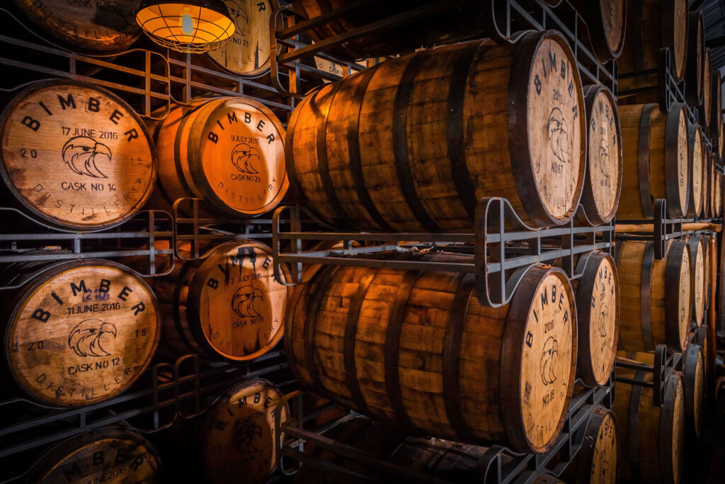 The casks at Bimber Distillery