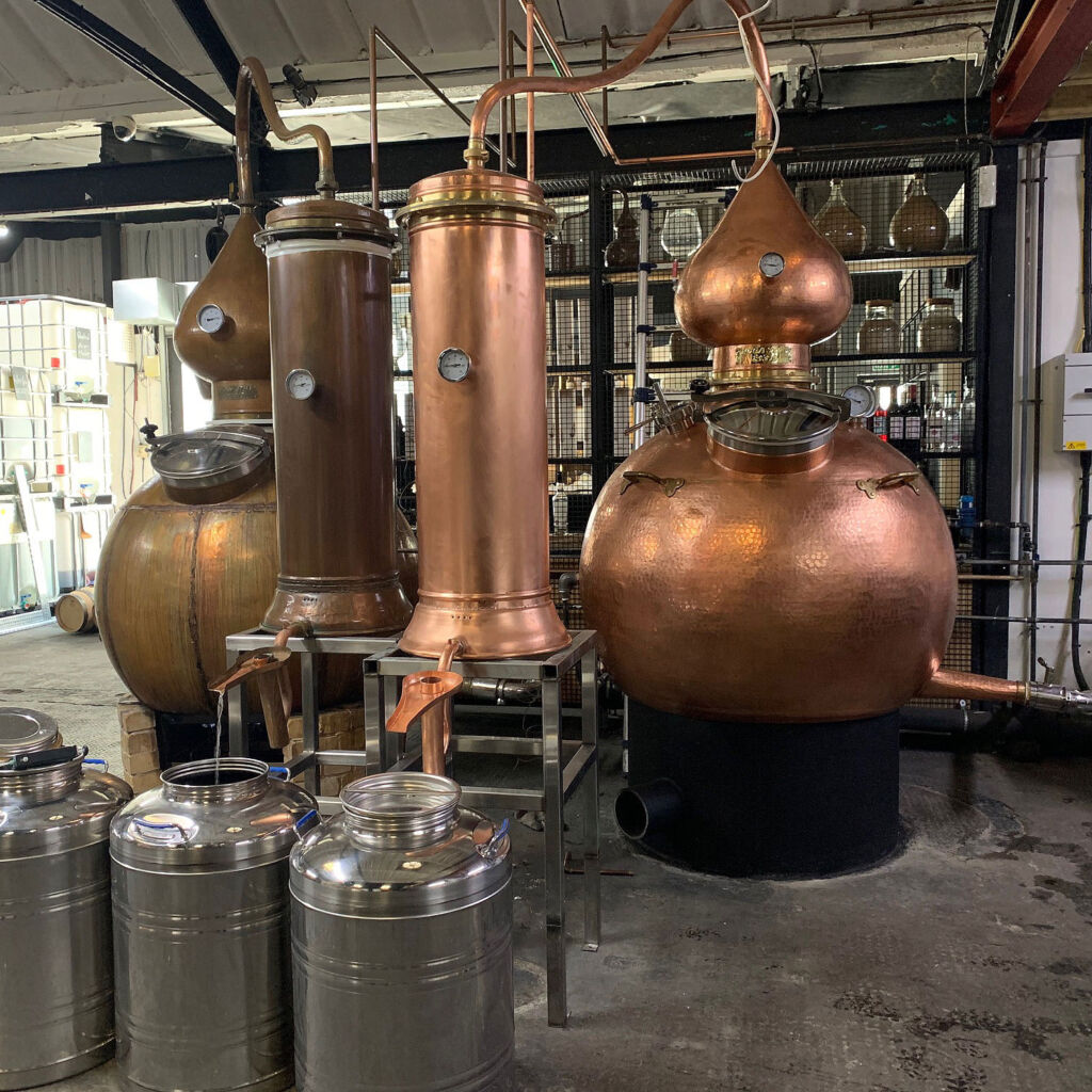 The copper stills at the distillery