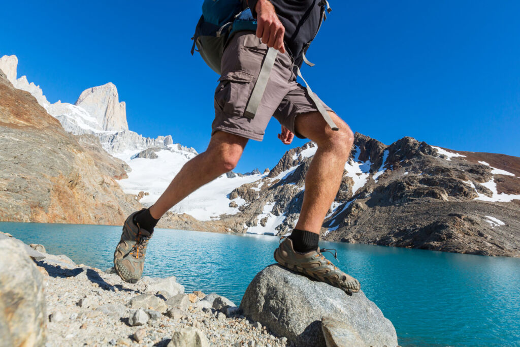 A man walking in Patagonia