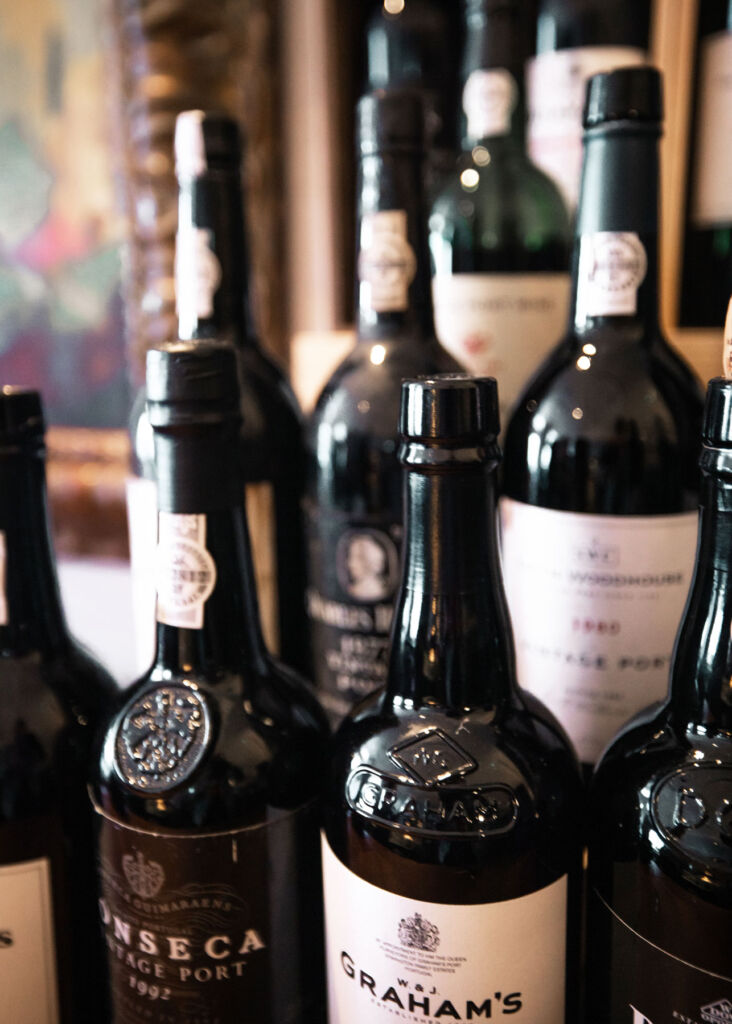 Some of the bottles of port available at the bar
